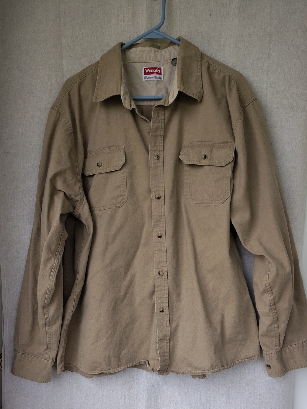 Wrangler Tan Button-Up Work Shirt